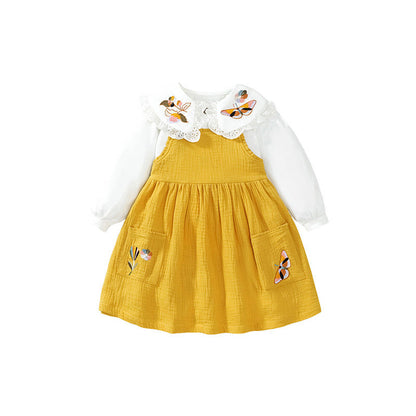 MyKids-USA® Embroidered Pattern Doll Neck Short & Dress Sets