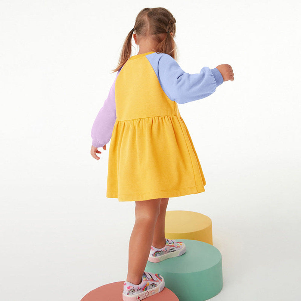 MyKids-USA® Color Contrast Design Cute Hoodie Dress
