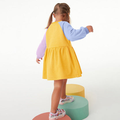 MyKids-USA® Color Contrast Design Cute Hoodie Dress