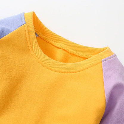 MyKids-USA® Color Contrast Design Cute Hoodie Dress
