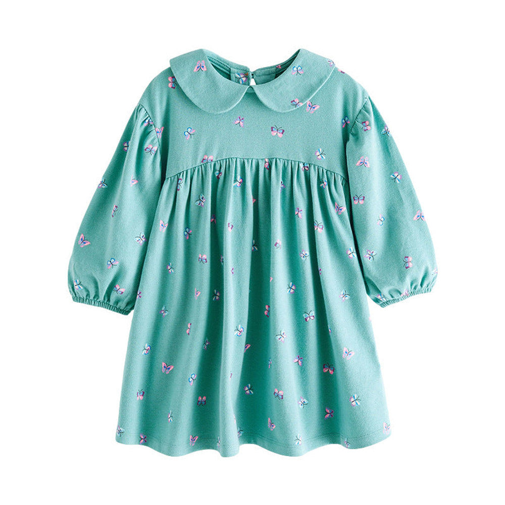 MyKids-USA® Floral Graphic Doll Neck Cute Dress In