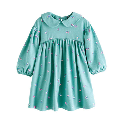 MyKids-USA® Floral Graphic Doll Neck Cute Dress In