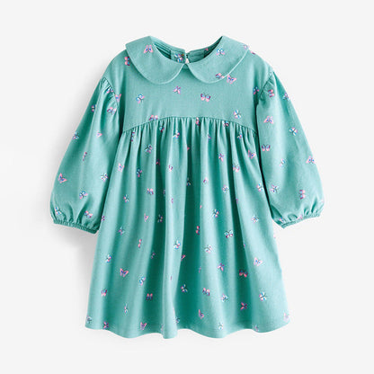 MyKids-USA® Floral Graphic Doll Neck Cute Dress In