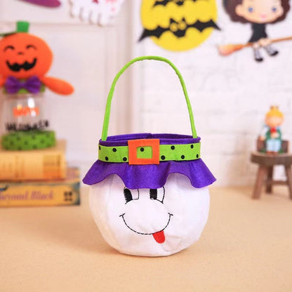 Halloween Witch Pumpkin Tote Candy Bag with Decorative Props
