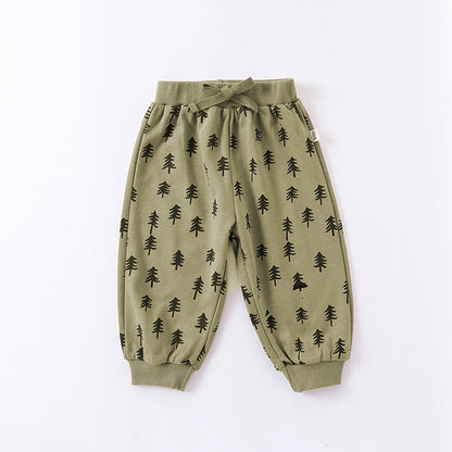 MyKids-USA® Print Pattern Crewneck Hoodie & Trousers Sets