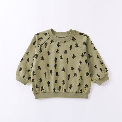 MyKids-USA® Print Pattern Crewneck Hoodie & Trousers Sets