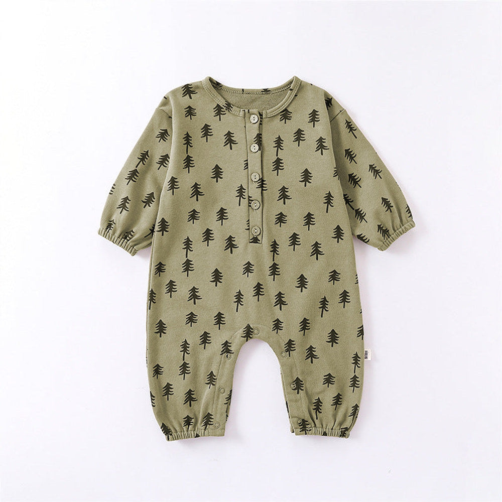 MyKids-USA® Moon Print Pattern Casual Long Sleeve Rompers
