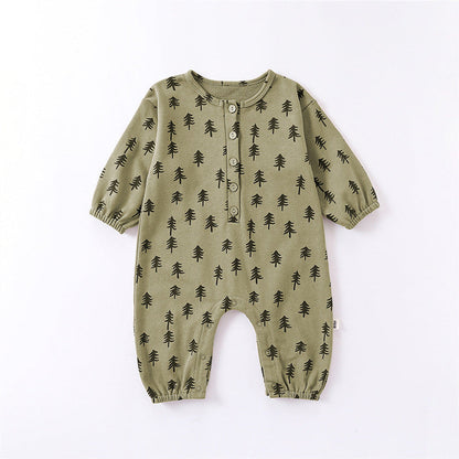 MyKids-USA® Moon Print Pattern Casual Long Sleeve Rompers