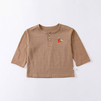 MyKids-USA® Embroidered Pattern Simple Style Soft Cotton Shirt