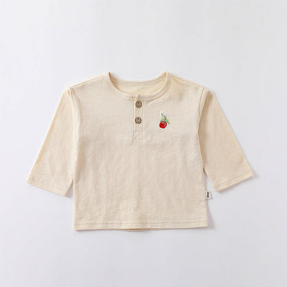 MyKids-USA® Embroidered Pattern Simple Style Soft Cotton Shirt