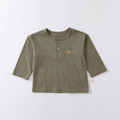 MyKids-USA® Embroidered Pattern Simple Style Soft Cotton Shirt