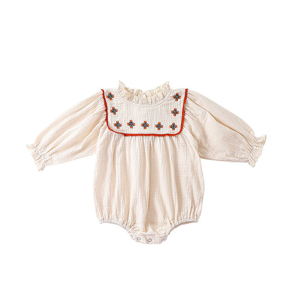 MyKids-USA® Floral Embroidered Design Long Sleeve bodysuit
