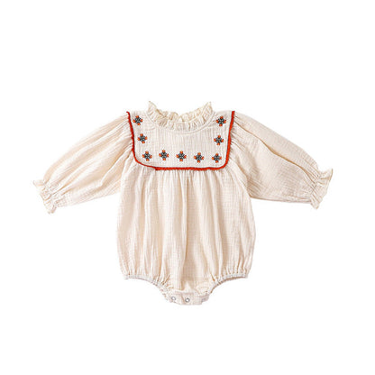 MyKids-USA® Floral Embroidered Design Long Sleeve bodysuit