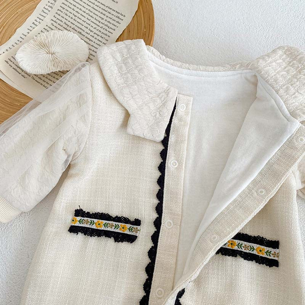 MyKids-USA® Crewneck Lace Design Princess Romper
