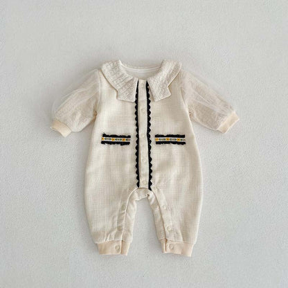 MyKids-USA® Crewneck Lace Design Princess Romper