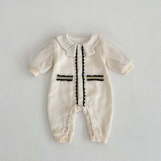 MyKids-USA® Crewneck Lace Design Princess Romper