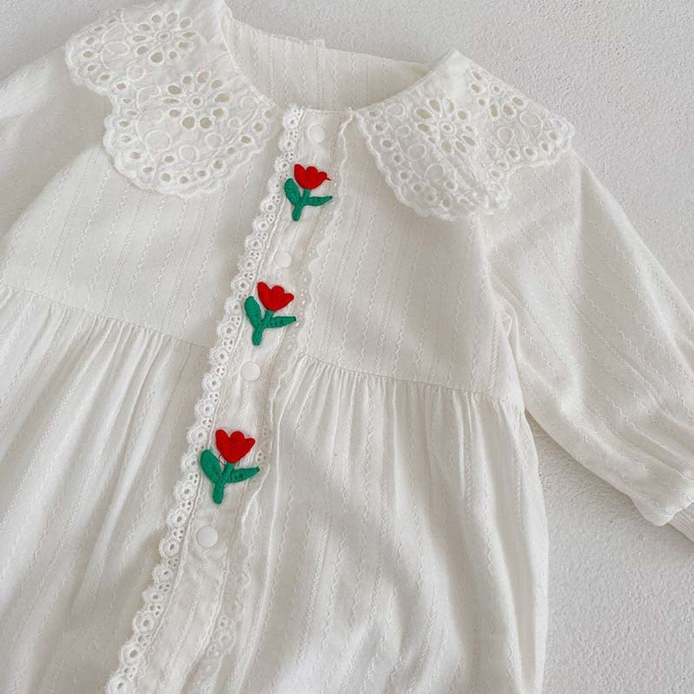 MyKids-USA® Floral Lace Pattern Princess Romper For Baby Girl
