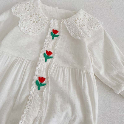 MyKids-USA® Floral Lace Pattern Princess Romper For Baby Girl