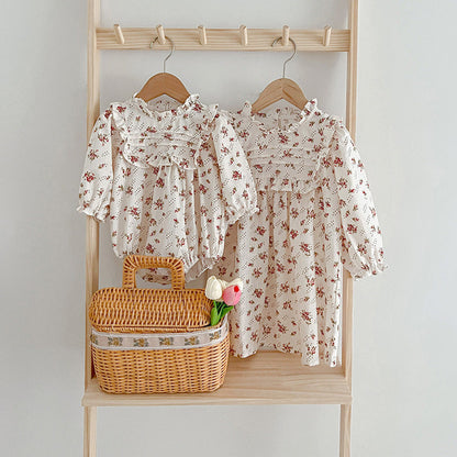 MyKids-USA® Ditsy Flower Graphic Sisterly Clothes bodysuit & Dress