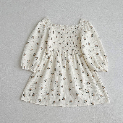 MyKids-USA® Floral Pattern Lantern Sleeves Princess Style bodysuit And Dress