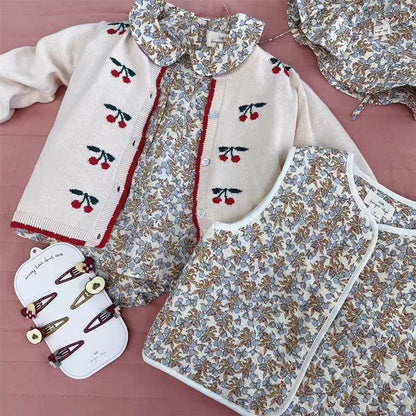 MyKids-USA® Cherry Embroidered Design Cute Cardigan