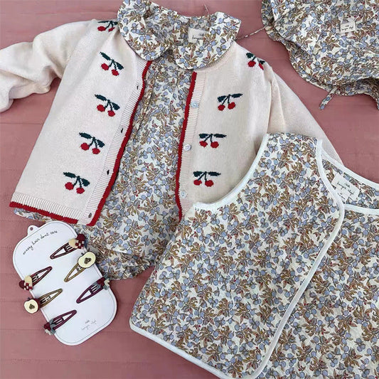 MyKids-USA® Cherry Embroidered Design Cute Cardigan