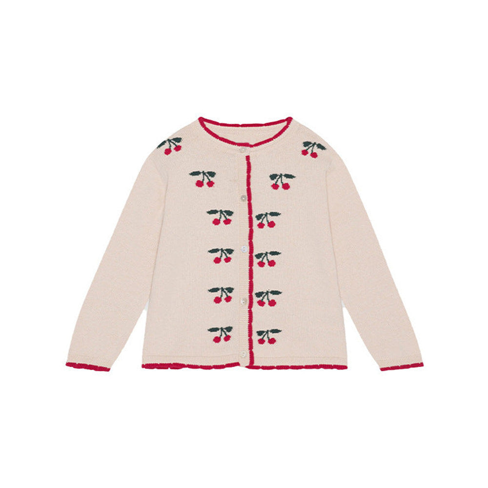 MyKids-USA® Cherry Embroidered Design Cute Cardigan