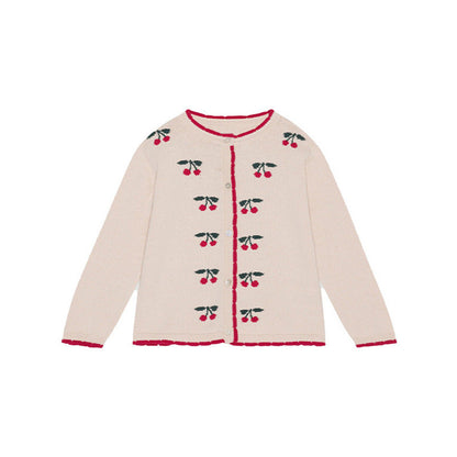 MyKids-USA® Cherry Embroidered Design Cute Cardigan