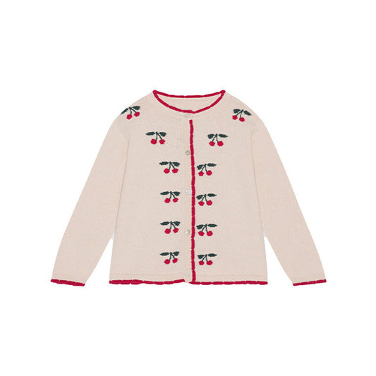 MyKids-USA® Cherry Embroidered Design Cute Cardigan