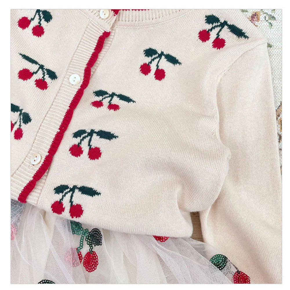 MyKids-USA® Cherry Embroidered Design Cute Cardigan