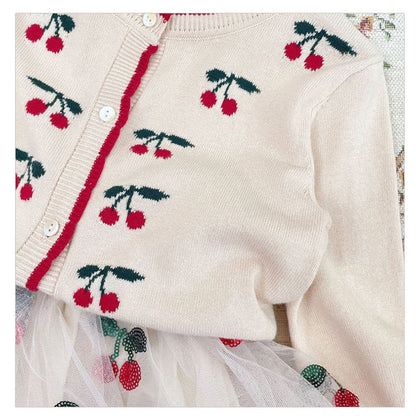 MyKids-USA® Cherry Embroidered Design Cute Cardigan