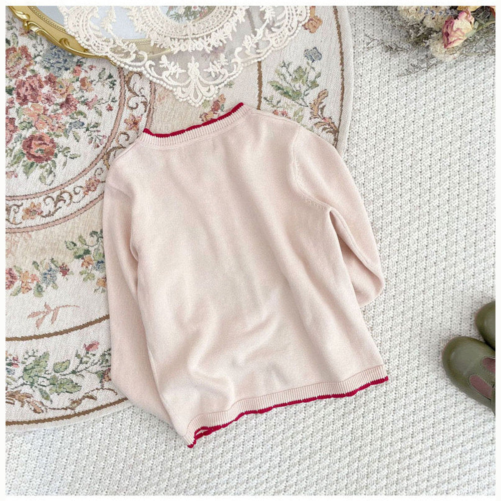 MyKids-USA® Cherry Embroidered Design Cute Cardigan
