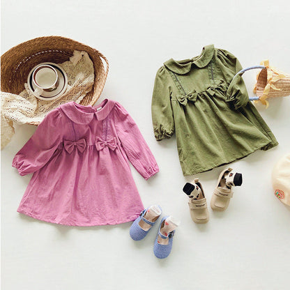 MyKids-USA® Solid Color Mesh Patched Design Dress