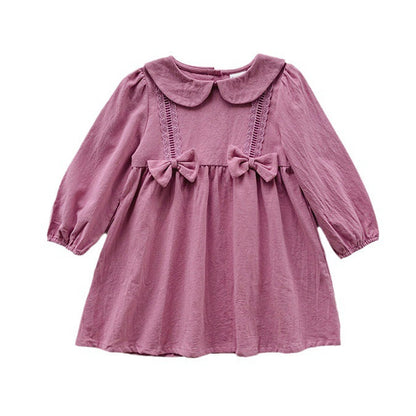 MyKids-USA® Solid Color Mesh Patched Design Dress