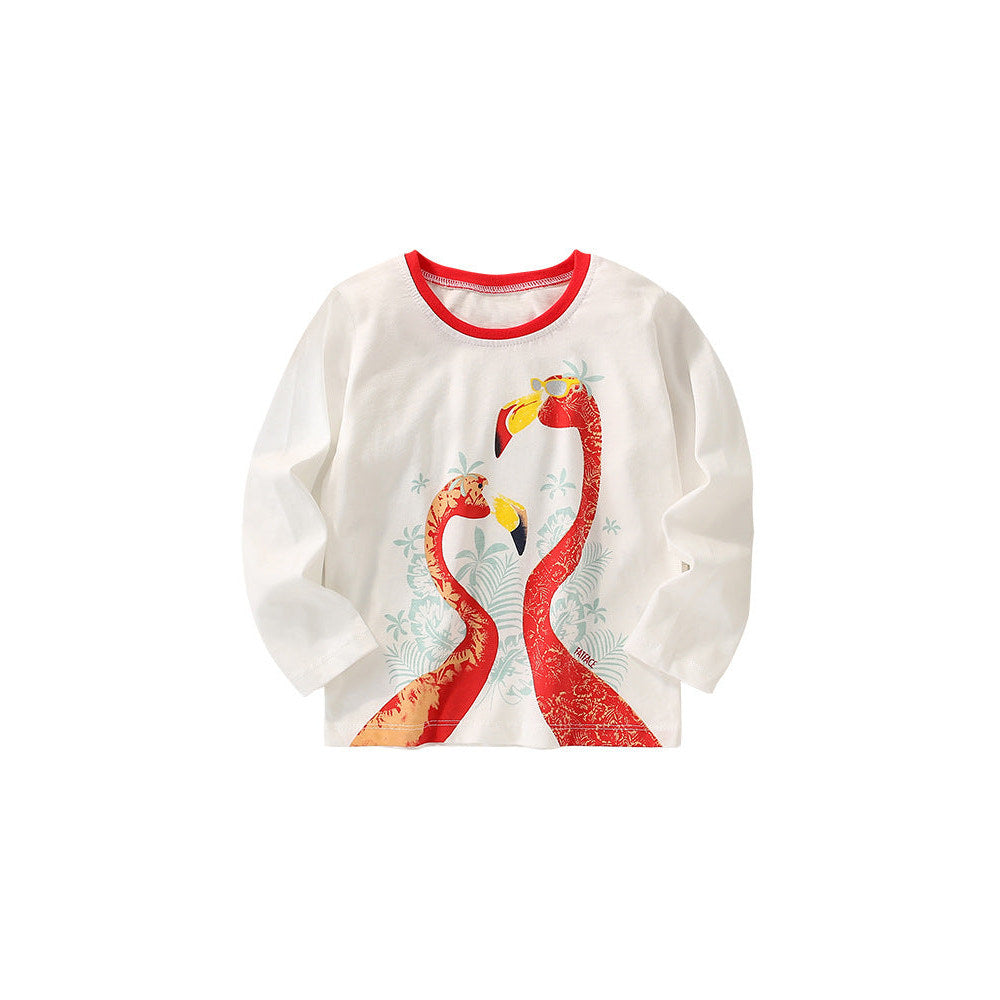 MyKids-USA® Baby Girl In Cartoon Pattern Crewneck Casual Shirts