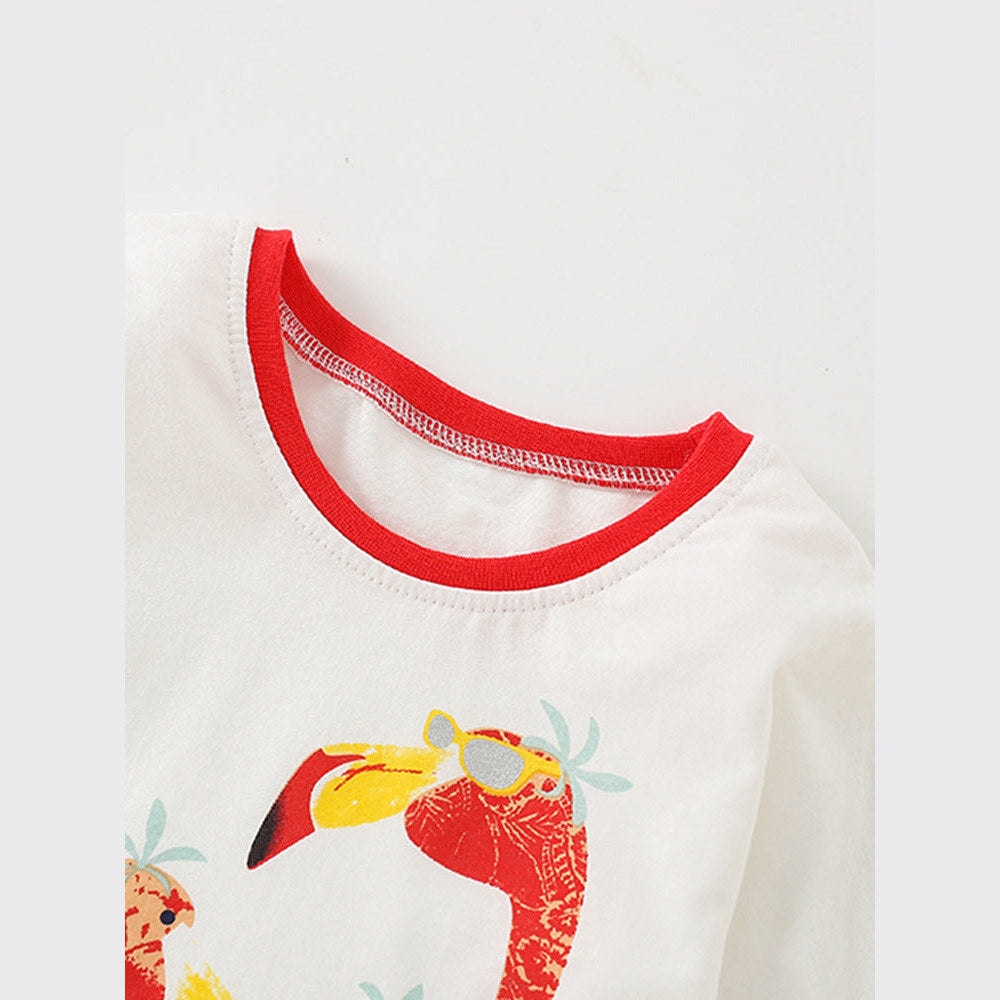 MyKids-USA® Baby Girl In Cartoon Pattern Crewneck Casual Shirts