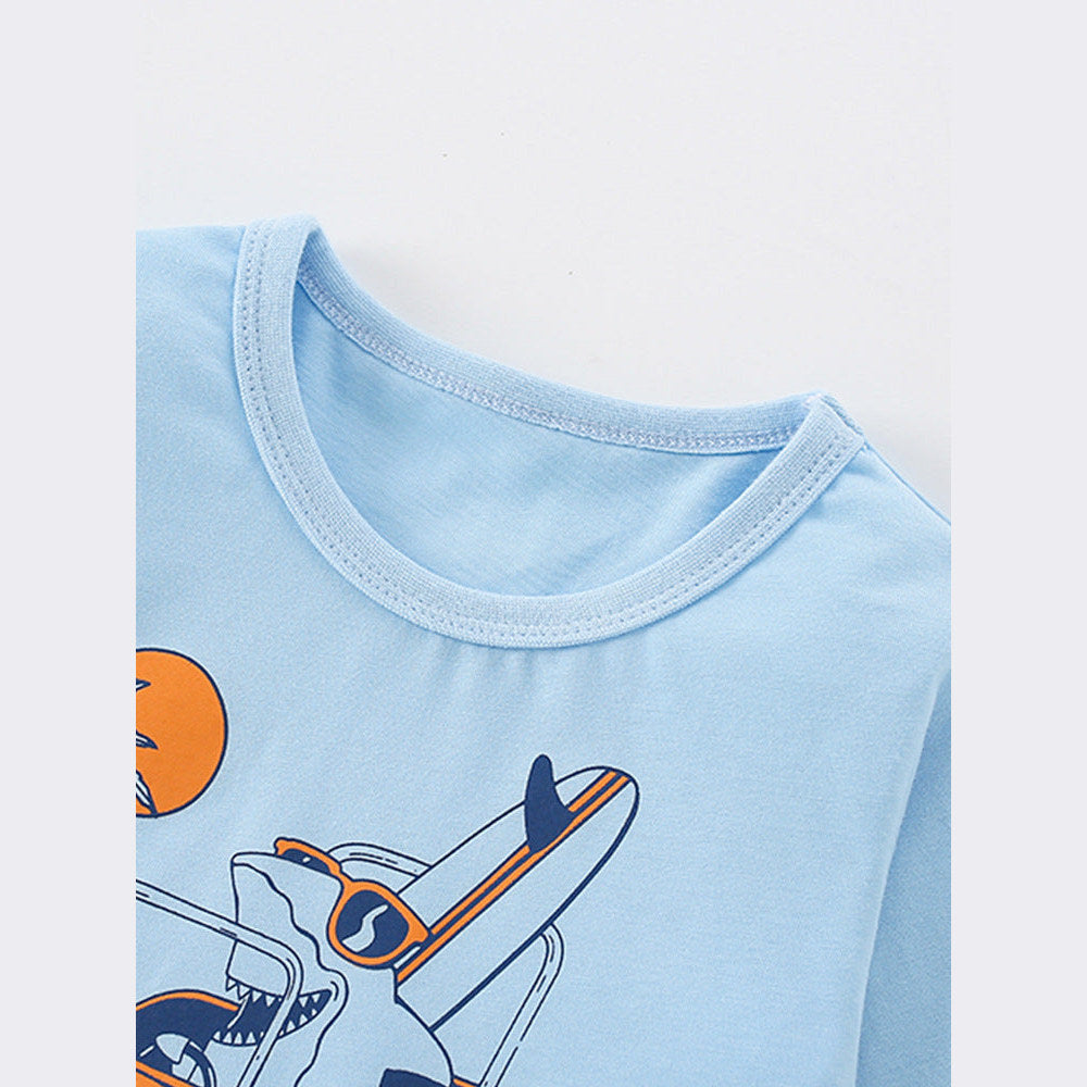 MyKids-USA® Toddler Boy Cartoon Pattern Crewneck Casual Shirts