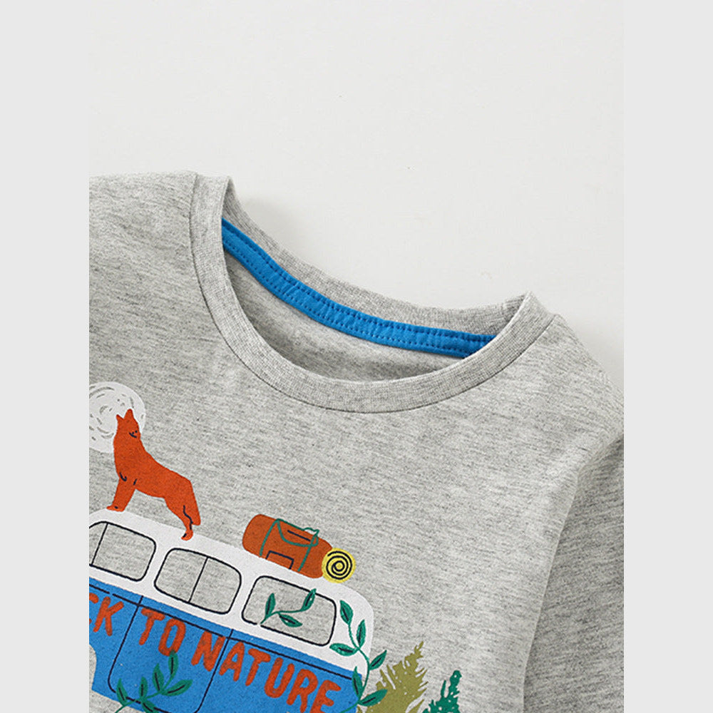 MyKids-USA® Toddler Boy Cartoon Pattern Crewneck Casual Shirts