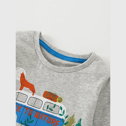 MyKids-USA® Toddler Boy Cartoon Pattern Crewneck Casual Shirts