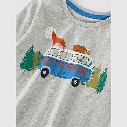 MyKids-USA® Toddler Boy Cartoon Pattern Crewneck Casual Shirts