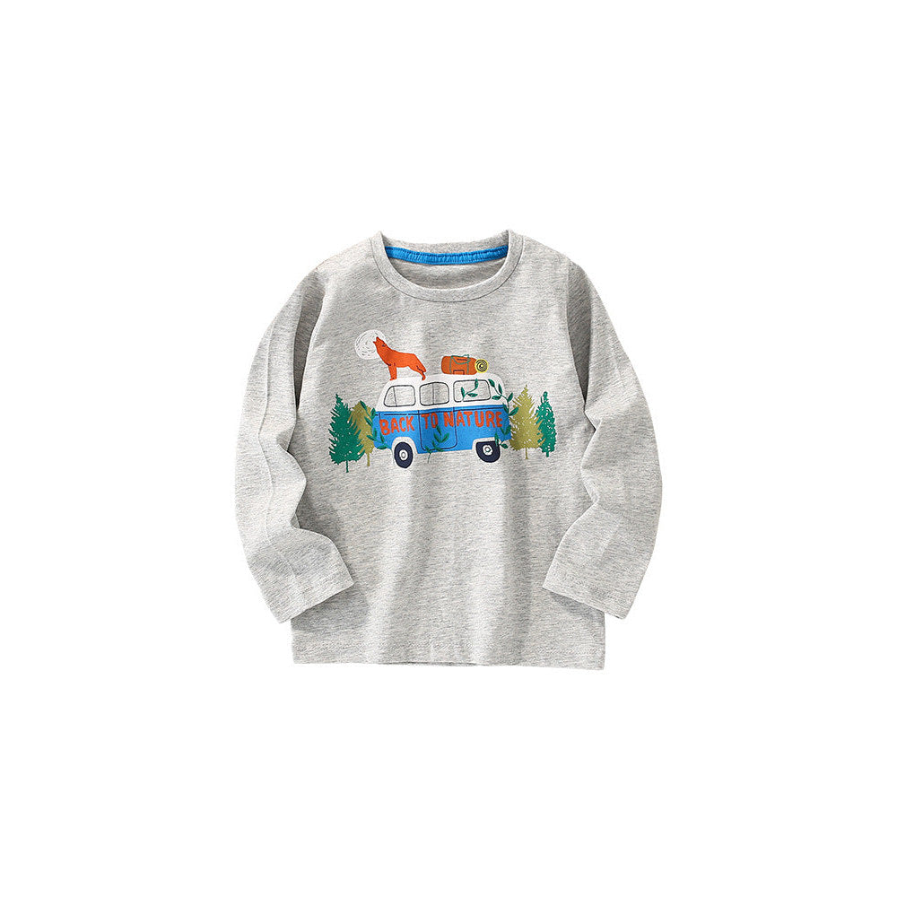 MyKids-USA® Toddler Boy Cartoon Pattern Crewneck Casual Shirts