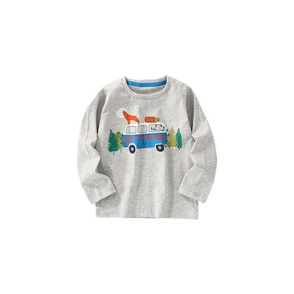 MyKids-USA® Toddler Boy Cartoon Pattern Crewneck Casual Shirts