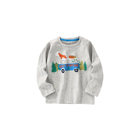 MyKids-USA® Toddler Boy Cartoon Pattern Crewneck Casual Shirts