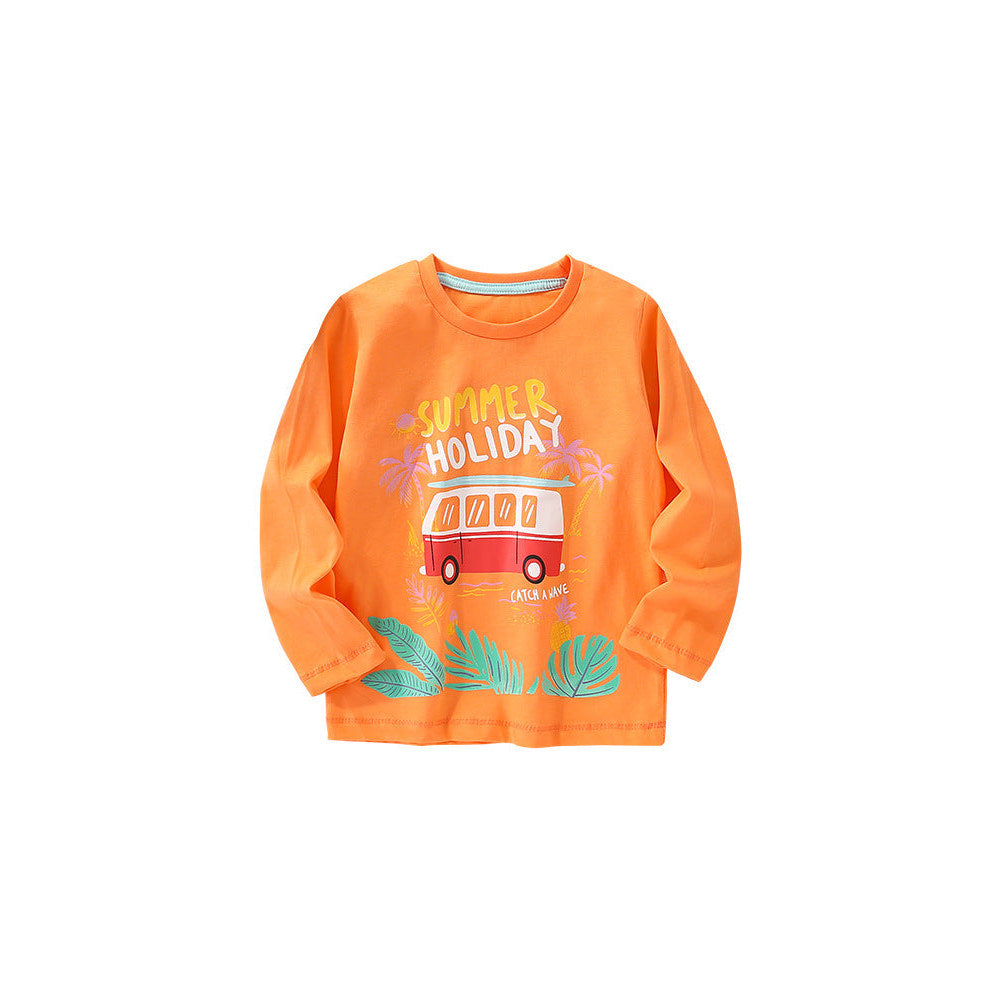 MyKids-USA® Toddler Boy Cartoon Pattern Crewneck Casual Shirts