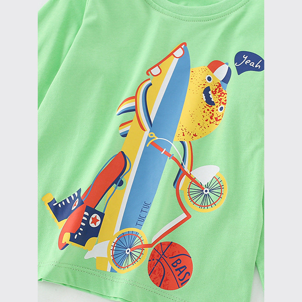 MyKids-USA® Toddler Boy Cartoon Pattern Crewneck Casual Shirts