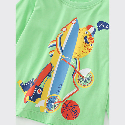 MyKids-USA® Toddler Boy Cartoon Pattern Crewneck Casual Shirts
