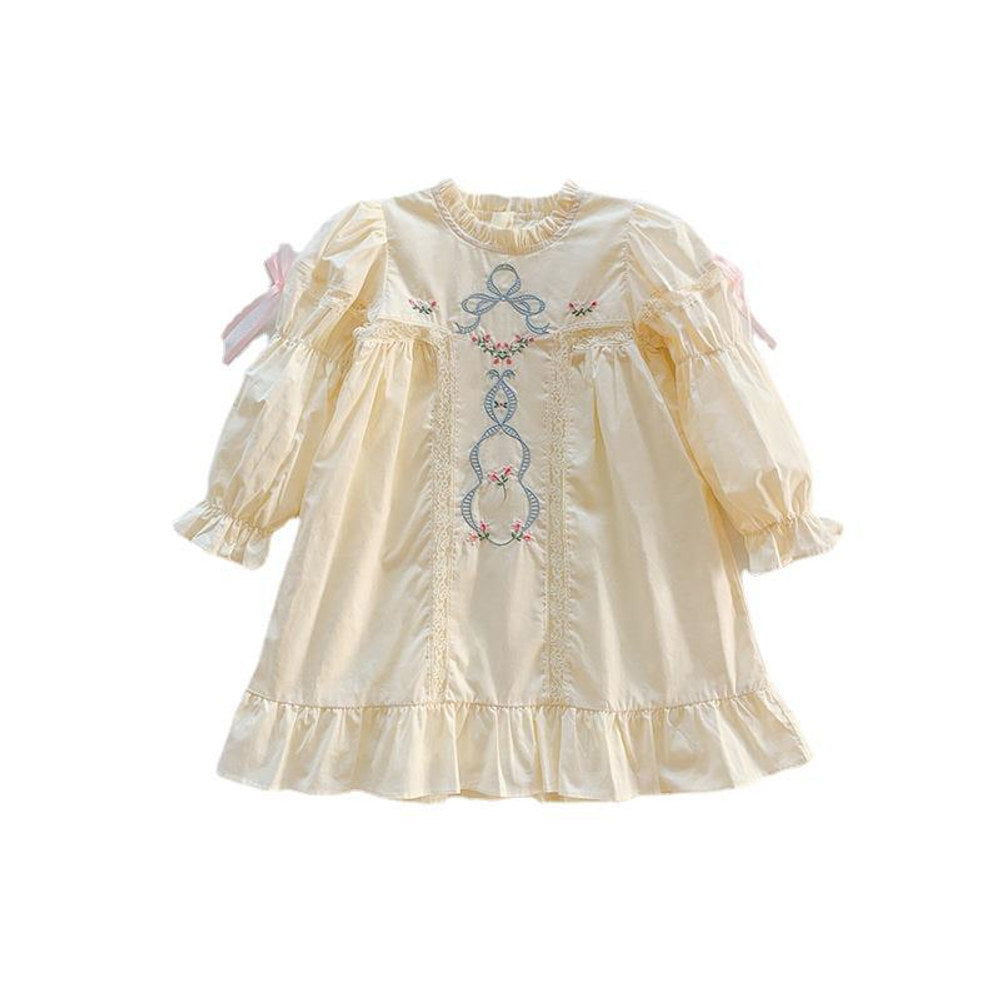 MyKids-USA® High Quality Embroidered Design Long Sleeve Dress