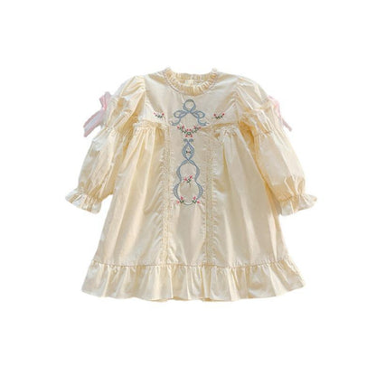 MyKids-USA® High Quality Embroidered Design Long Sleeve Dress