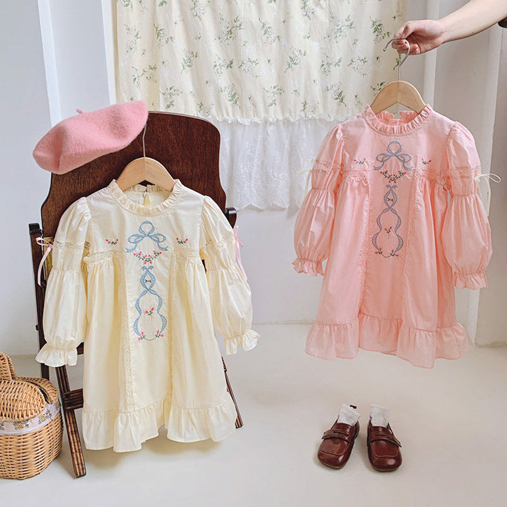 MyKids-USA® High Quality Embroidered Design Long Sleeve Dress