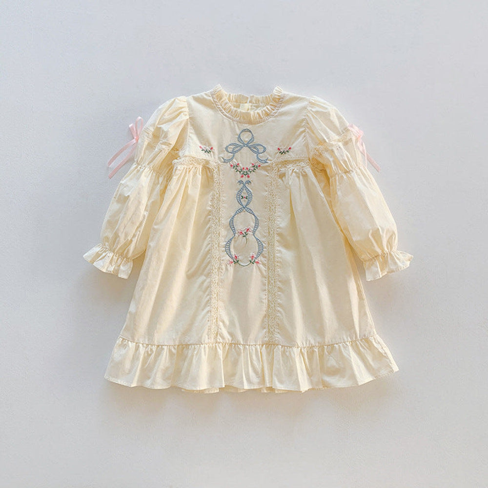 MyKids-USA® High Quality Embroidered Design Long Sleeve Dress